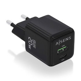 Aisens Cargador GaN 20W con USB-C PD3.0 y USB-A QC3.0 - Negro